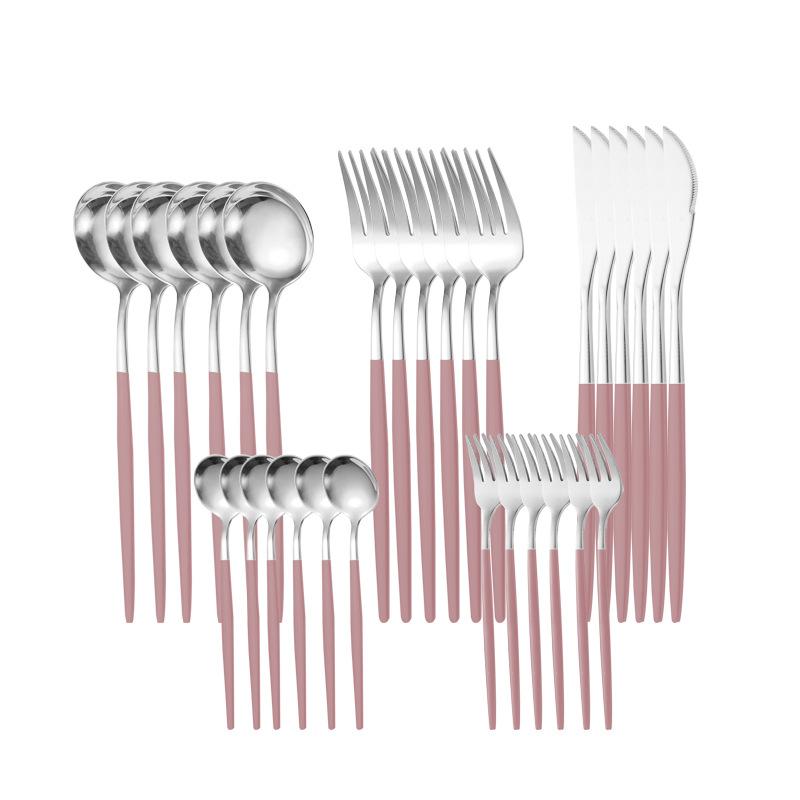 30 шт., набор столовых приборов черного золота, палочки для еды, нож, вилка, ложка, золотая нержавеющая сталь, корейский набор посуды, роскошный набор посуды