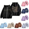 Women's Fashion Loose Casual Zip Printed Hooded Sweatshirt Jacket