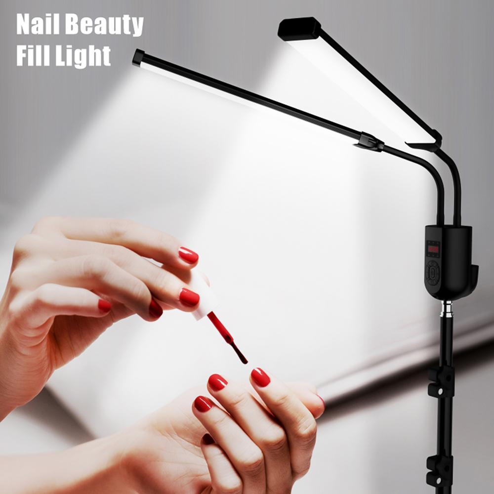 Flexible 2-Arms LED Video Light Photography Fill Light 3000K/4000K/6000K Bi-color Dimmable Timer