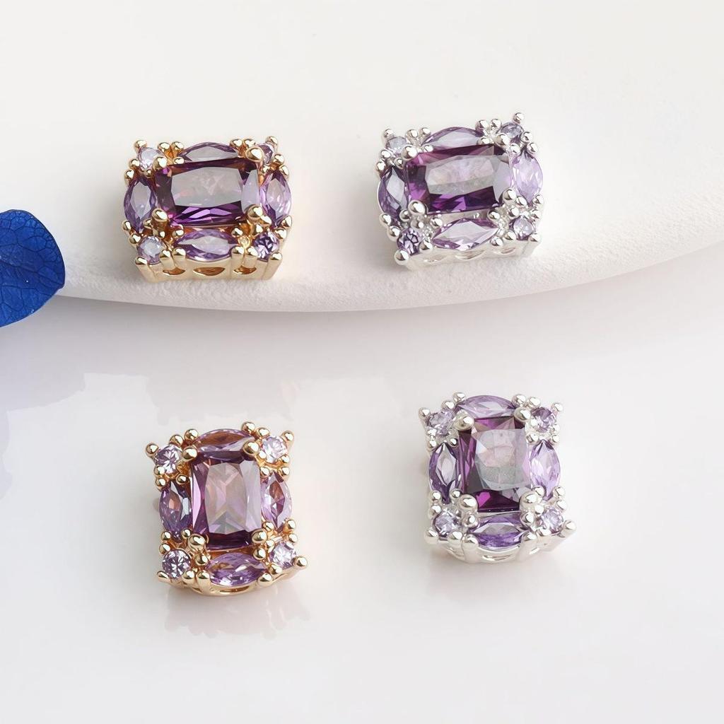 Квадратные бусины-разделители с цирконами, заполненные 14-каратным золотом, для изготовления украшений своими руками