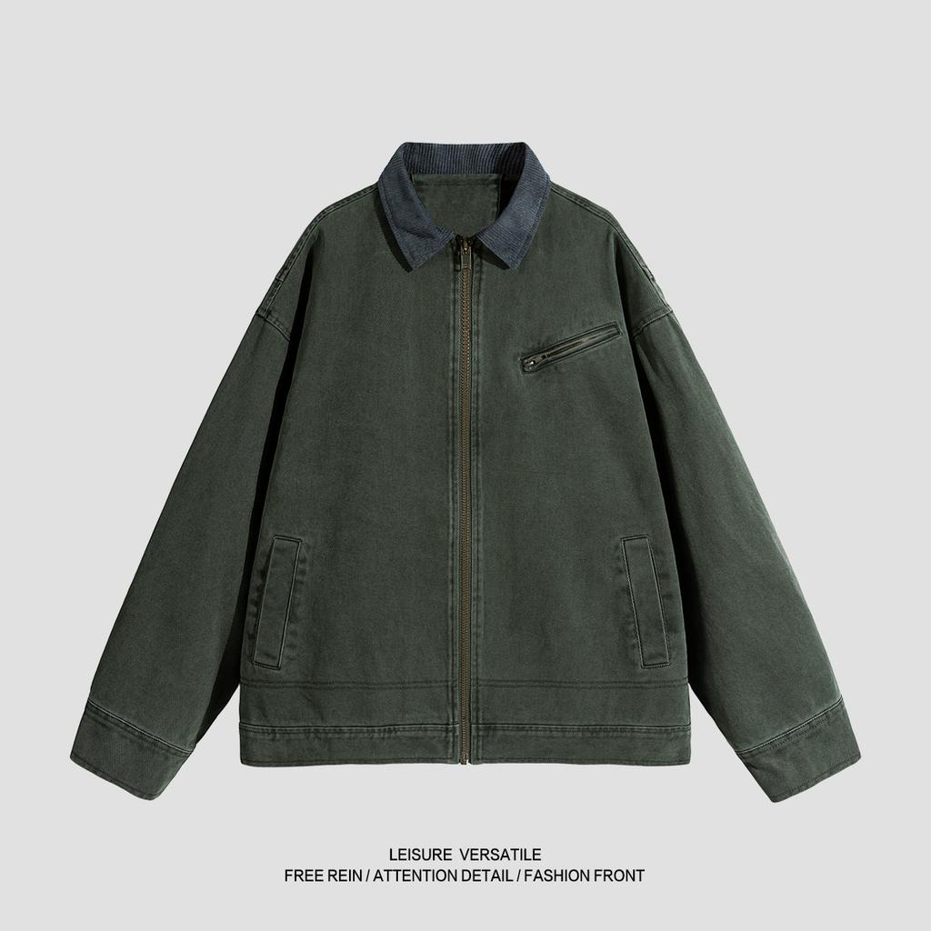 Куртка из чистого хлопка для мужской новой куртки в американском стиле, стиранная и состаренная, с лацканами, мужская весенне-осенняя одежда