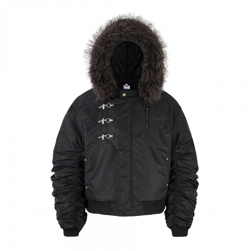 Mens Winter Thick Cotton Puffer Jacket With Faux Fur Collar Oversized Streetwear Style Zip Front Hooded Coat