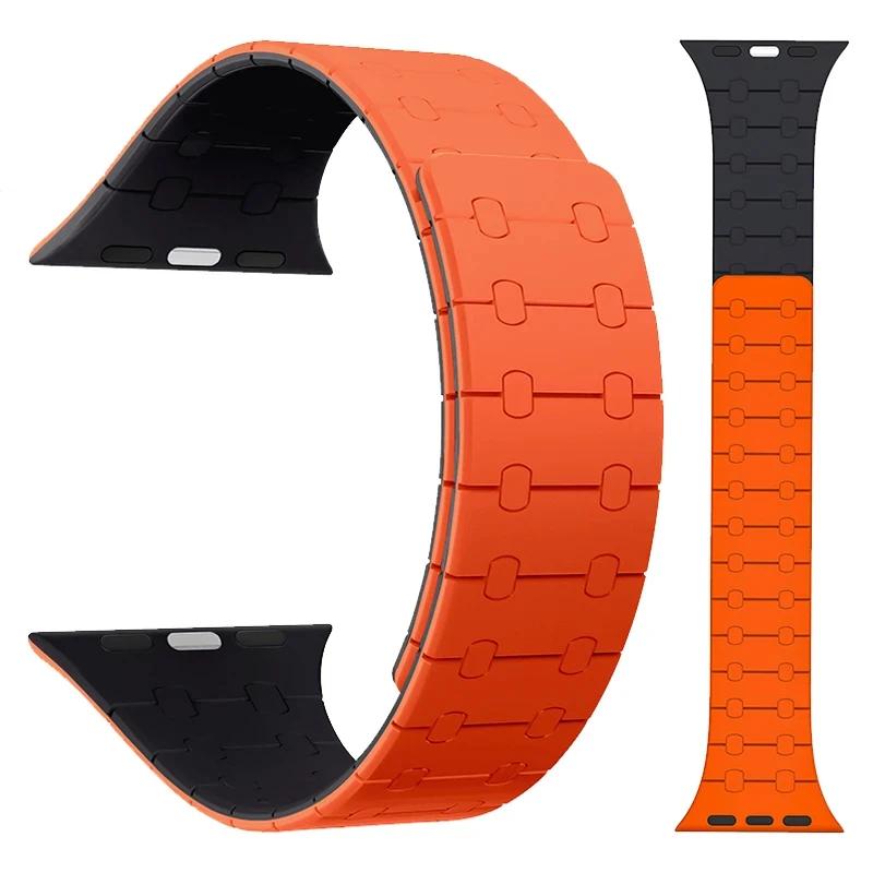 Силиконовый магнитный ремешок для Apple Watch Band Ultra 2 49 мм 44 мм 40 мм S10 46 мм 42 мм 41 мм 45 мм Браслет IWatch Series 9 8 7 6 SE 5