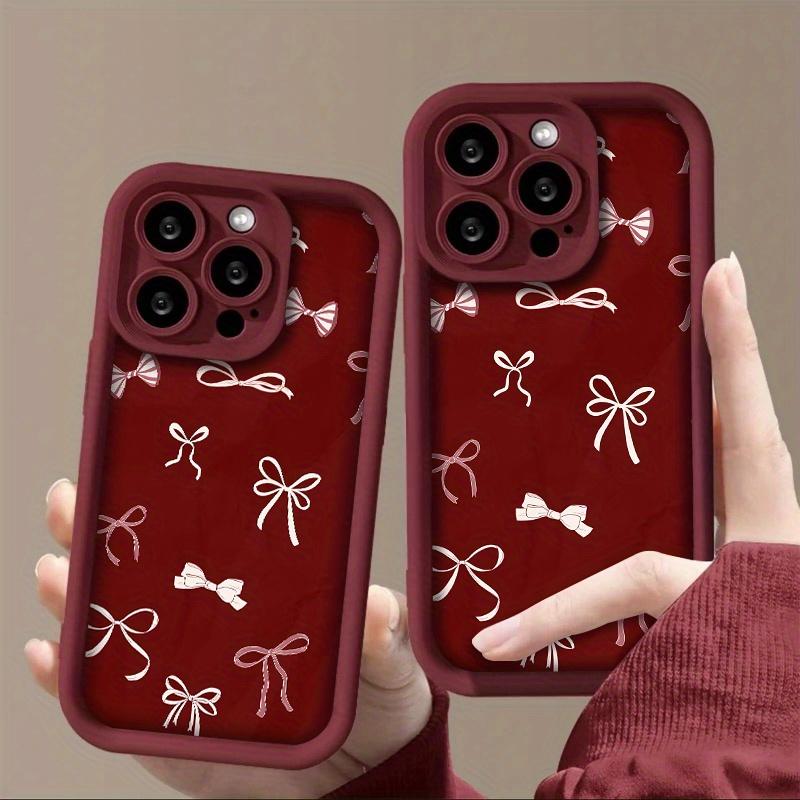 Модный чехол для телефона с рисунком в виде красного банта, подходит для iPhone 17 16 15 14 13 12 11 Pro/Max/Plus, противоударный задний чехол