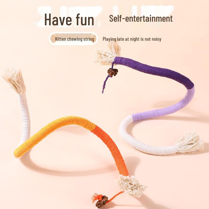 Веревка-жвачка с кошачьей мятой и палочка-дразнилка: Саморазвлекательная игрушка и игрушка для стачивания зубов для кошек