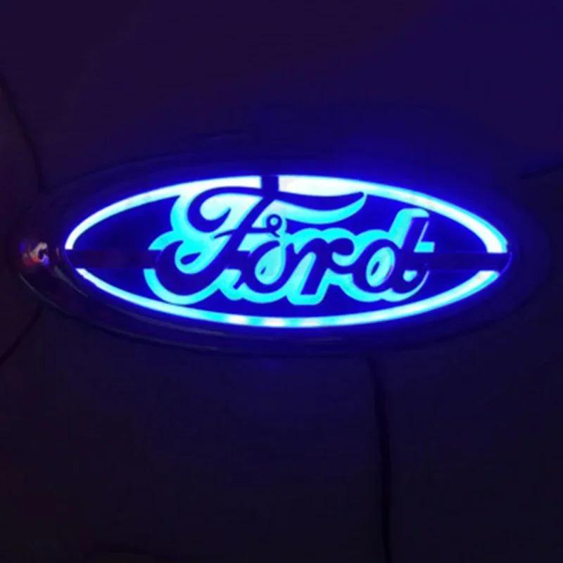 Светодиодная подсветка эмблемы автомобиля O85D для Ford Fiesta Mk6 Kuga Focus Mondeo Mustang Fusion Mk2 Mk3 Explorer 14.5X5.6см Подсветка значка логотипа автомобиля