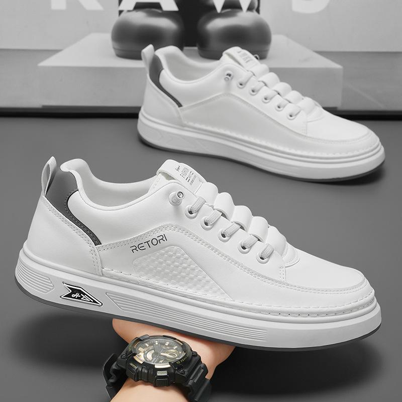 Кожаные повседневные туфли для мужчин, дышащие белые кроссовки, модные туфли для вождения, ходьбы, тенниса для мужчин, офисные туфли на плоской подошве