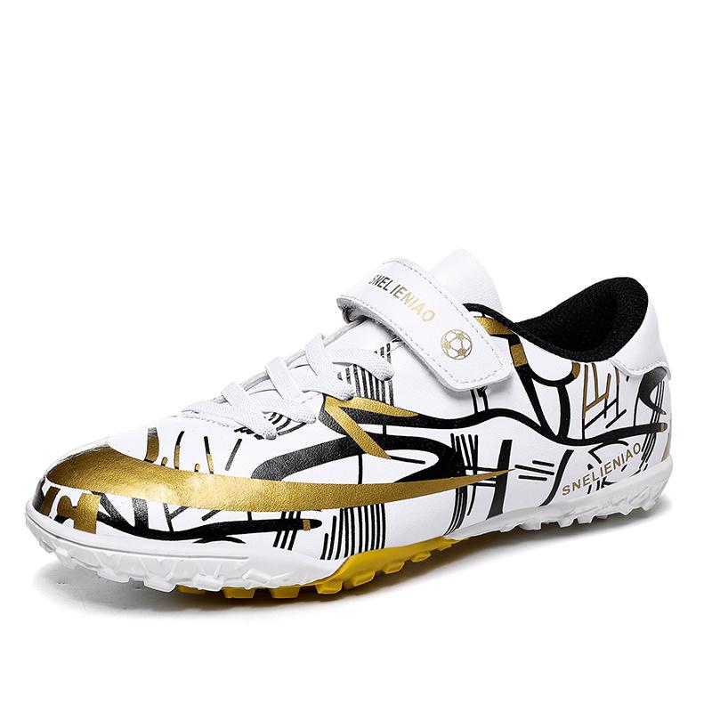 Молодежные нескользящие износостойкие дышащие футбольные бутсы на липучке с короткими ногтями, трендовая модная уличная спортивная обувь для отдыха