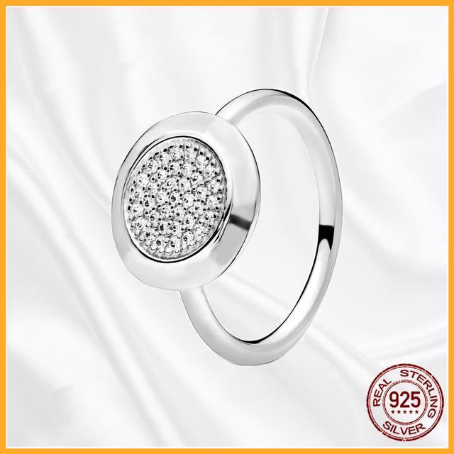 Подлинное 925 пробы стерлингового серебра штабелируемое сердце ромашка цветок сверкающее кольцо для женщин оригинальные 925 пробы серебряные кольца ювелирные изделия подарок