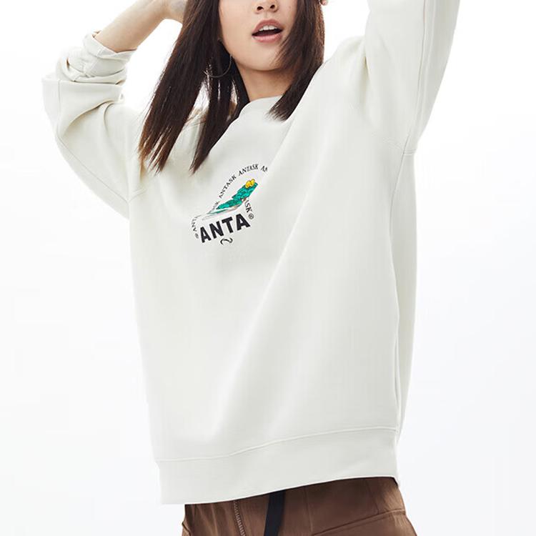 Anta Вязаный свитер Sports Life Series с буквенным принтом и растительным принтом, свитер унисекс, пыльно-серый 172328719-4