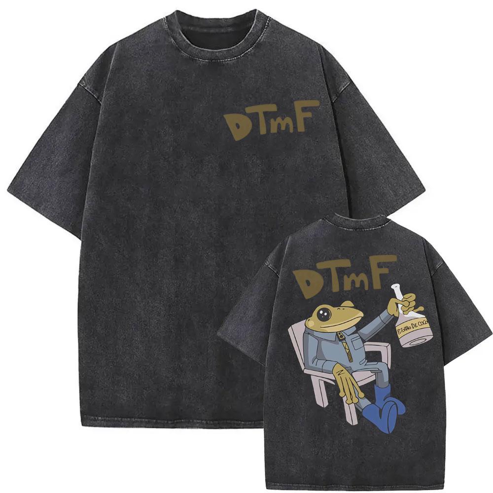 Rapper Debi Tirar Mas Fotos DTMF Washed Vintage Tee Shirt Unisex Hip Hop Oversized T Shirt Men Summer Casual ONeck Tshirt
