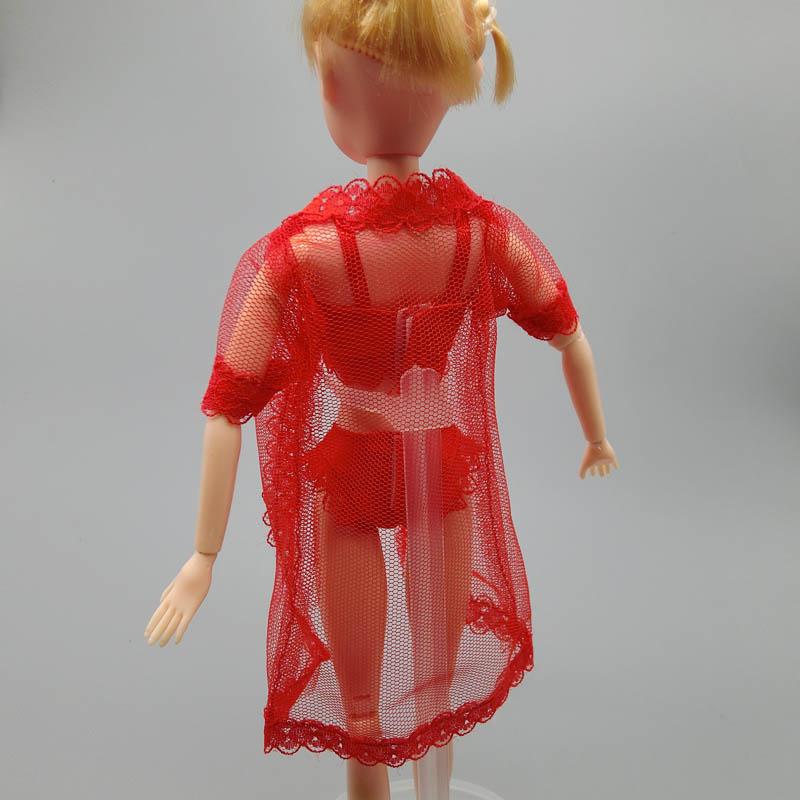 1 компл., сексуальные пижамы, нижнее белье, кружевное длинное пальто + бюстгальтер + нижнее белье, одежда для куклы Барби, платье, нижнее белье, кружевные платья