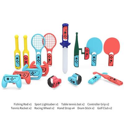 Комплект спортивных игр Switch 18 в 1 с рулевым колесом Switch, рукояткой Joycon, теннисной ракеткой, клюшкой для гольфа, рукоятками для мечей, совместимыми с Switch/Switch OLED