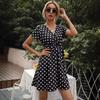 Women's Summer Polka Dot Sexy V-neck Short-sleeved Dress