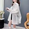 Women Casual Loose Thin Breathable Striped Long Sleeve Sunscreen Shirt Blouse
