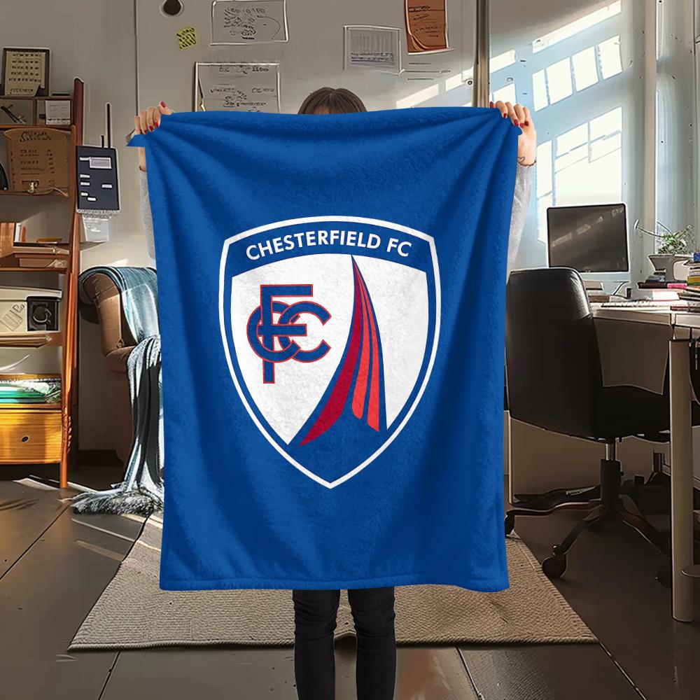 1 шт. Фланелевое одеяло с принтом Chesterfield F.C.C, Высококачественное, Для всех сезонов, Декор для дома, Тепло и комфорт, Идеально для рождественских подарков