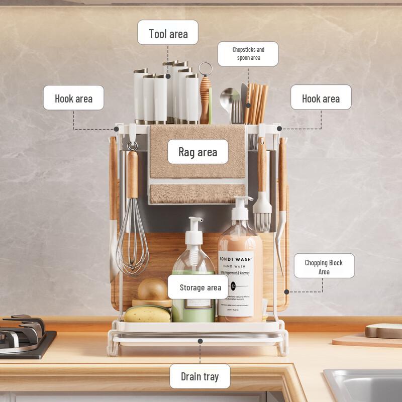 Miling White Multifunctional Kitchen Knife Rack