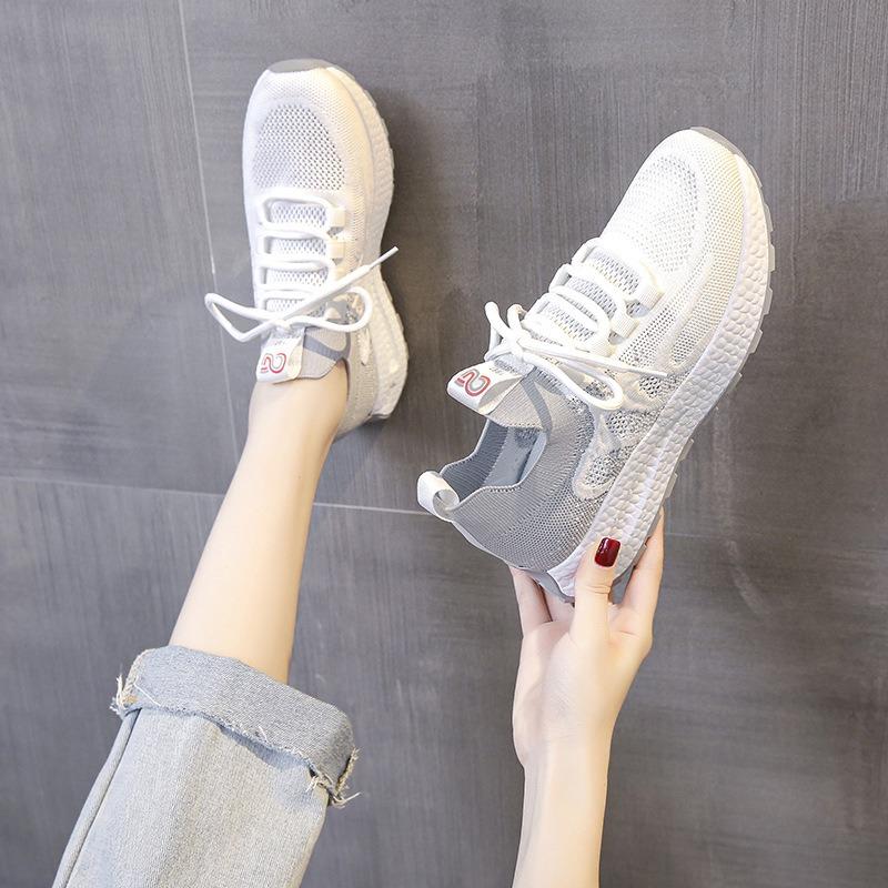 Женская обувь, модная модная обувь, повседневная обувь на толстой подошве, спортивная обувь с тканой дышащей сеткой, женская спортивная обувь