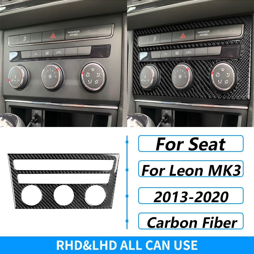 For Seat Leon MK3 2013-2020 Carbon Fiber Central Navigation Radio CD AC Door Gear Shift Panel Trim Set Car Accessories Sticker