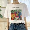 Matisse Лето Большой Размер Свободный Повседневный Женский Короткий Рукав Мультфильм Искусство Принт Женский Топы Мода Ha
