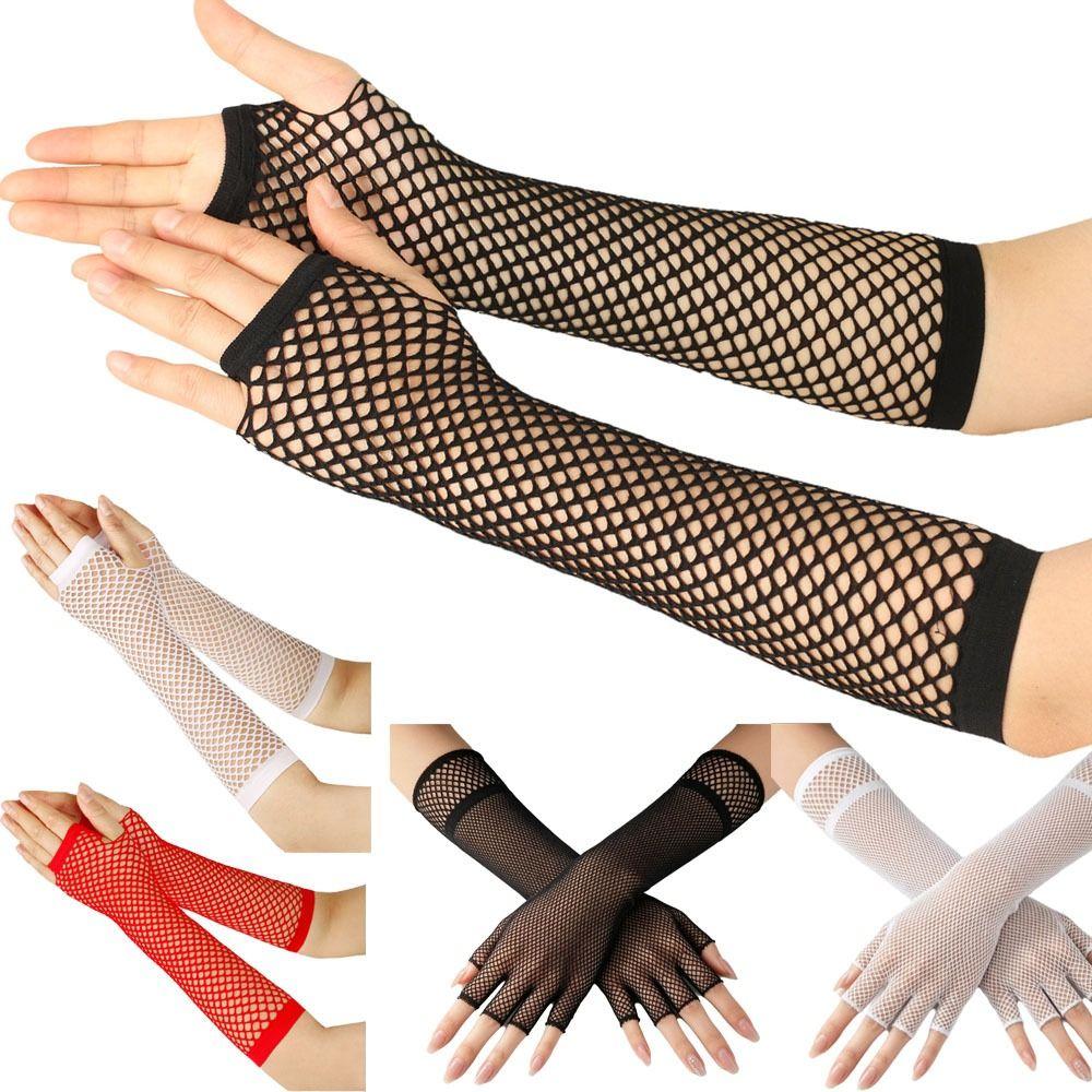 Stretch Women's Fishnet Gloves Punk Style Arm Warmer Gloves Sexy Girl's Long Gloves Cosplay Use