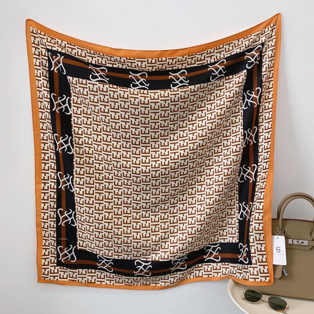 Twill 90 Silk Scarf Simulation Silk Printing Universal Square Scarf For All Seasons