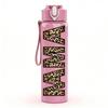 1PC Mama Text Leopard Background Print 750ml Color Plastic Sports Water Bottle Leakproof Flip Straw Lid Suitable for Sports Office Home Use