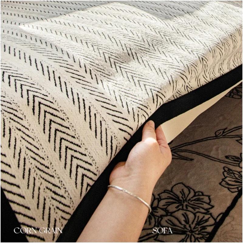 1PC Chenille Sofa Cover Solid Color French Style Sofa Cushion Non-Slip Couch Armrest Backrest Cover Home Decor for Living Room