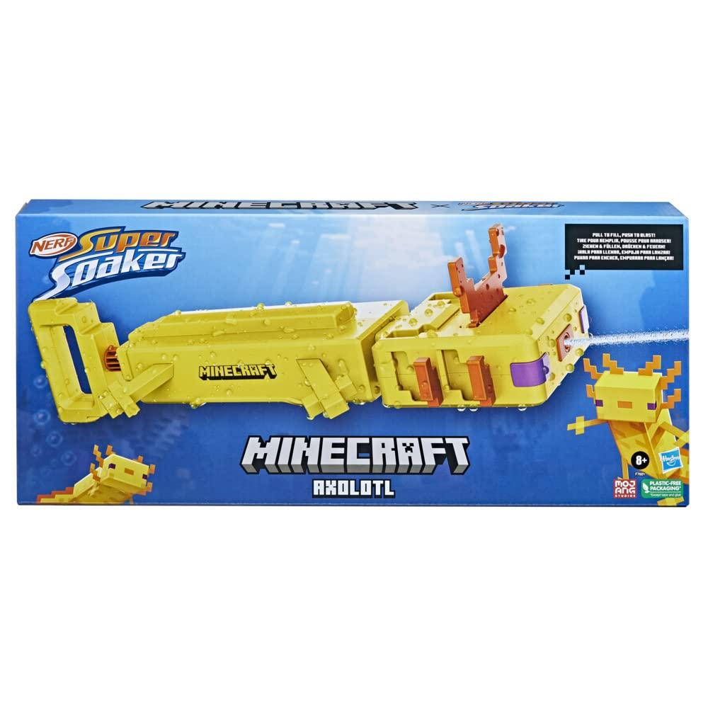 Nerf Super Soaker Minecraft AXOLOTL Water Minecraft Axolotl Mob Уличная водная игра для детей F7601 Подлинный водяной пистолет для детей и взрослых