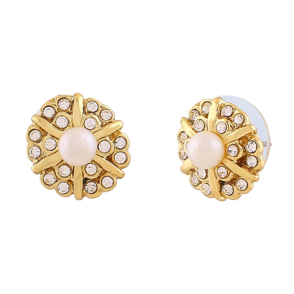 Позолоченные дизайнерские серьги-гвоздики Estele с кристаллами для женщин