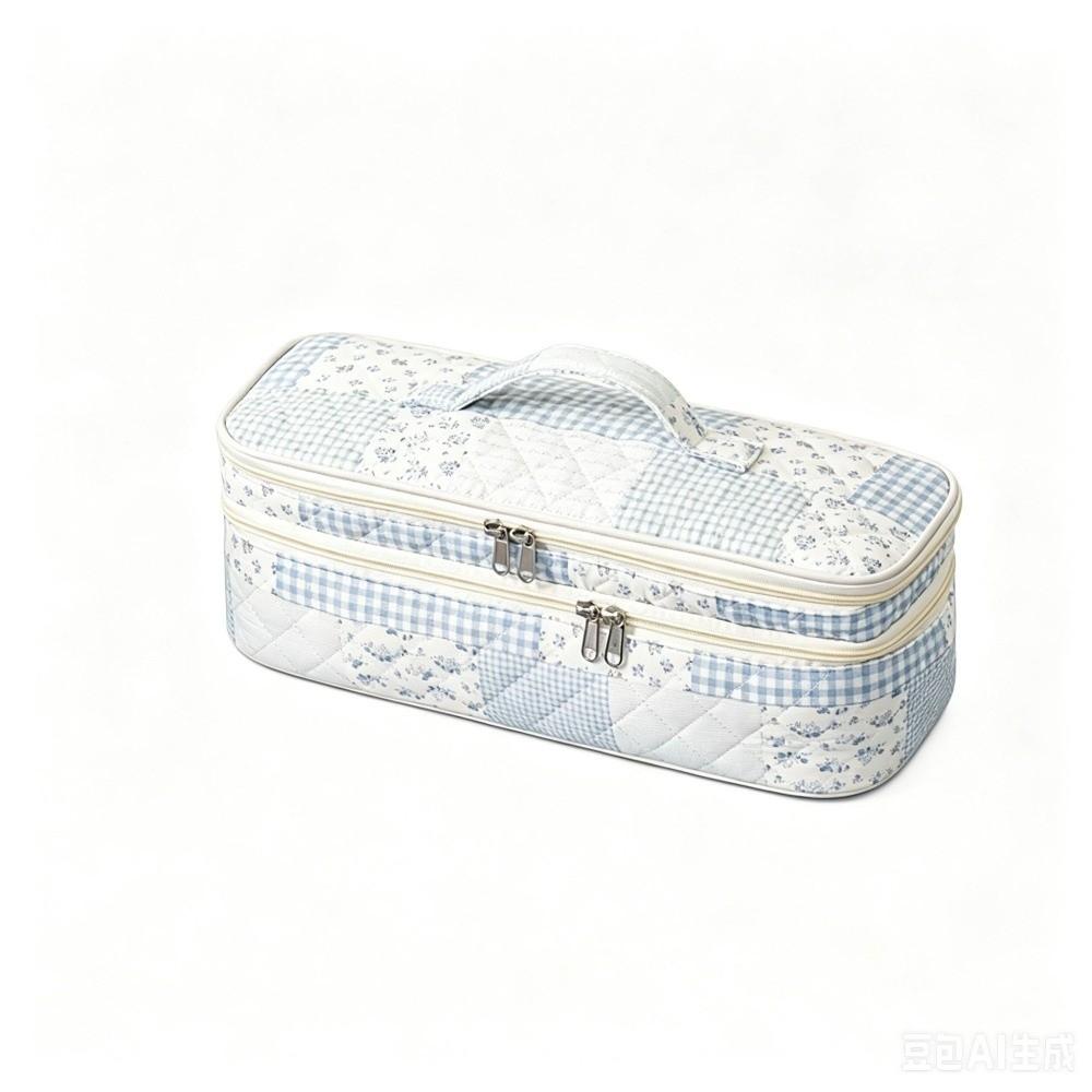 Quilted Cotton Hair Dryer Bag Leopard Print Curling Iron Organizer Blow Dryer Pouch Beauty Lovers