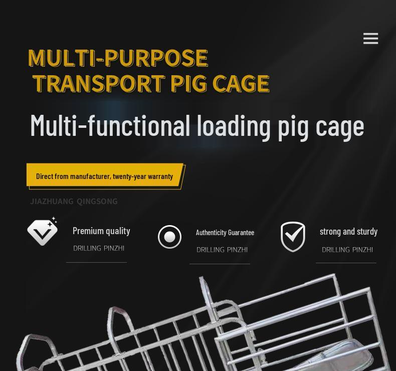 Pig Catching and Transport Cage: Weighing, Loading, and Fattened Sow Cage Cart