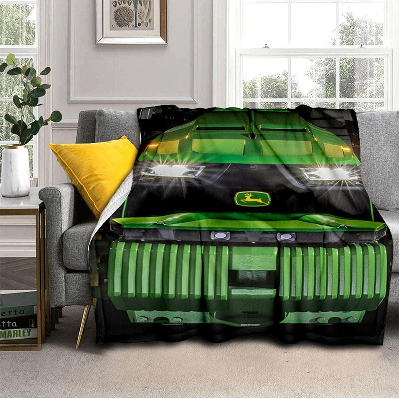 John Deere Logo Design Blanket Suitable for Sofas, Beds, Offices, And Camping - Perfect Gift for Halloween Christmas