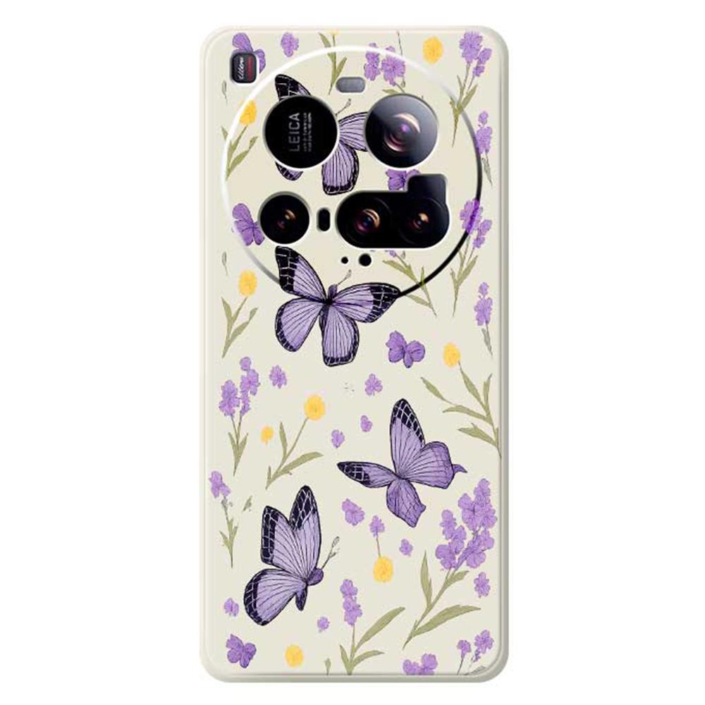 For Xiaomi 15 Ultra Case Purple Butterflies Pattern Printing Straight Edge TPU Phone Back Cover