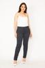 Women's Style Plus Size Pants Big Size Navy Blue Striped Classic Trousers With Side And Back Flap Pockets