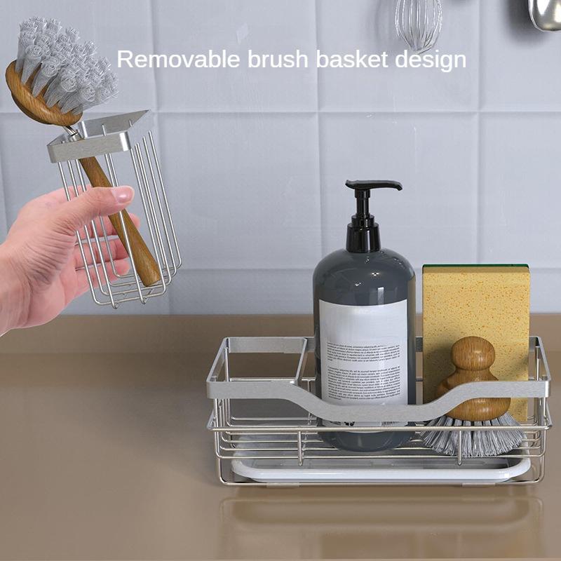 Самоосушающаяся полка для раковины из нержавеющей стали, полка для кухонной раковины, держатель для мыла и губки, органайзер для кухонной раковины
