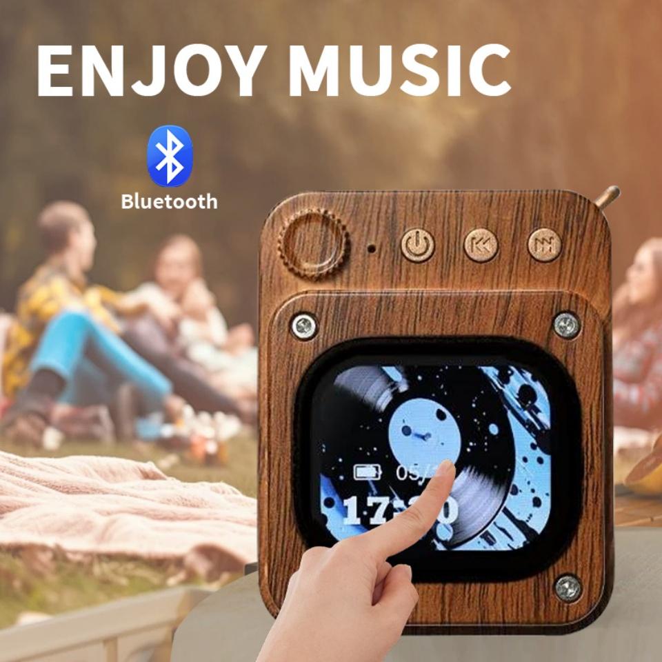 Беспроводной Bluetooth-динамик с текстурой дерева, карманный динамик с сенсорным экраном, USB-зарядка, аудиооборудование с управлением через приложение, слот для TF-карты