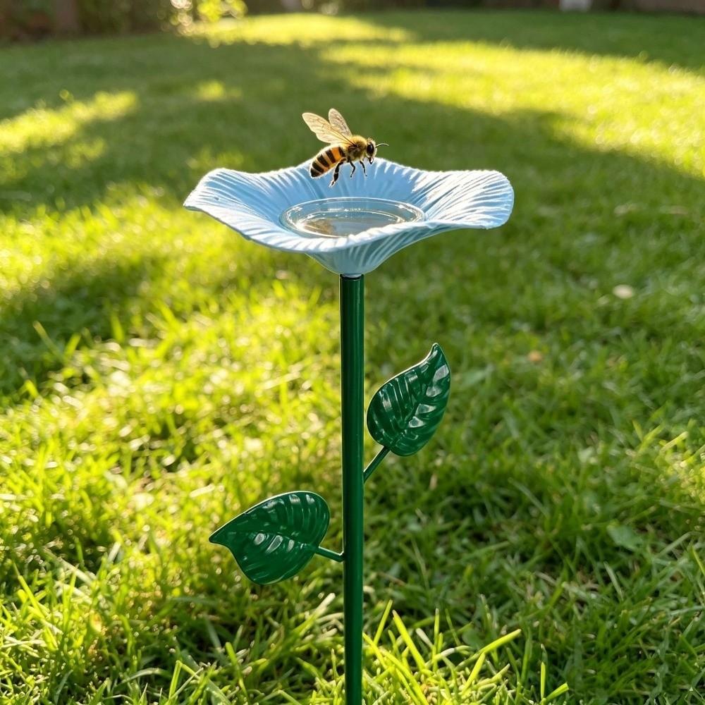 Iron Bird Feeding Dish Creative Bird Water Bowl Flower Shaped Bird Bath Hummingbird