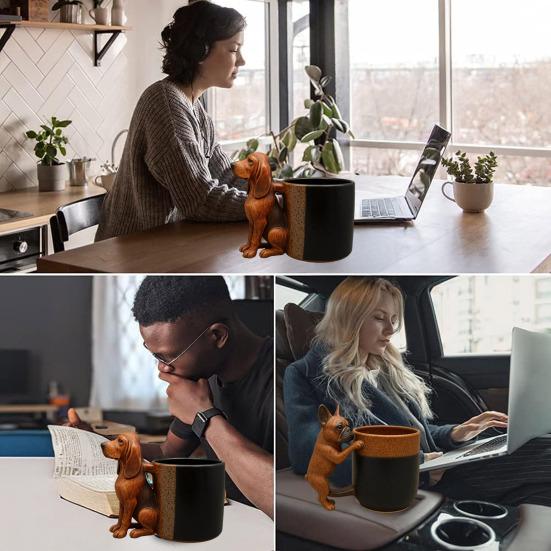 Кружка для кофе «Такса», кружка ручной работы «Бульдог», забавная кружка из смолы в виде животного, персонализированный подарок для любителей собак