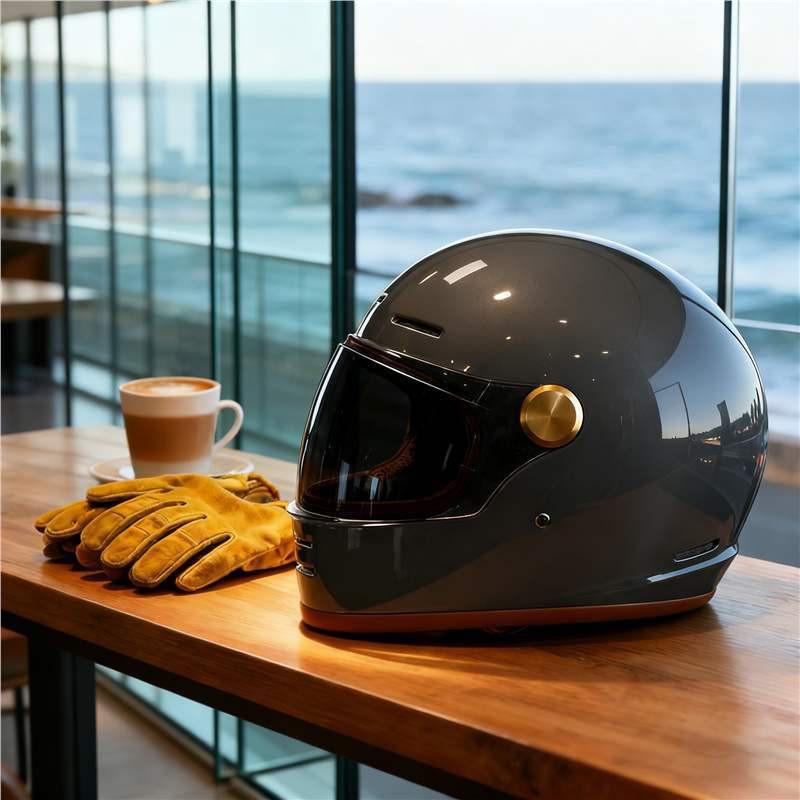 3C Certified Retro Motorcycle Full Face Helmet Men Women Cruiser ABS All Season
