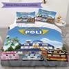 Robocar Poli Pattern Bedding,Quilt Set Quilt Cover Pillowcase Home Birthday Gift (1*duvet cover+2*pillowcase,without core)XSJT0917349