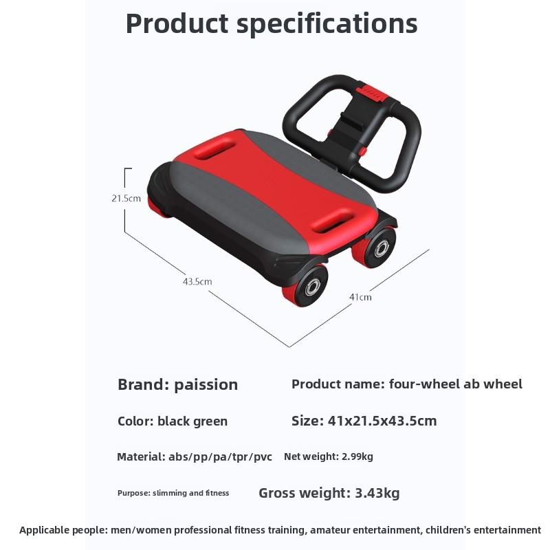 4 Wheel Ab Roller Automatic Recoil Abdominal Wheel Trainer for Men Women Core Workout Equipment for Home Gym Fitness