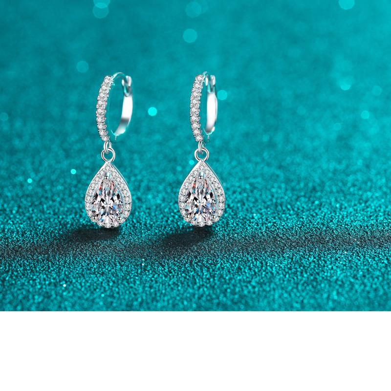 Bague Ringen 1 карат грушевидной огранки с муассанитом, серьги-капли для женщин, сверкающие бриллианты, роскошное качество, стерлинговое серебро S925, ювелирные изделия, подарки