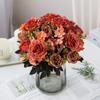 Artificial Flowers Silk Roses Bride Bouquets Home Decor Autumn Wedding Accessories Clearance Garden Fake Peony Hydrangea Plants