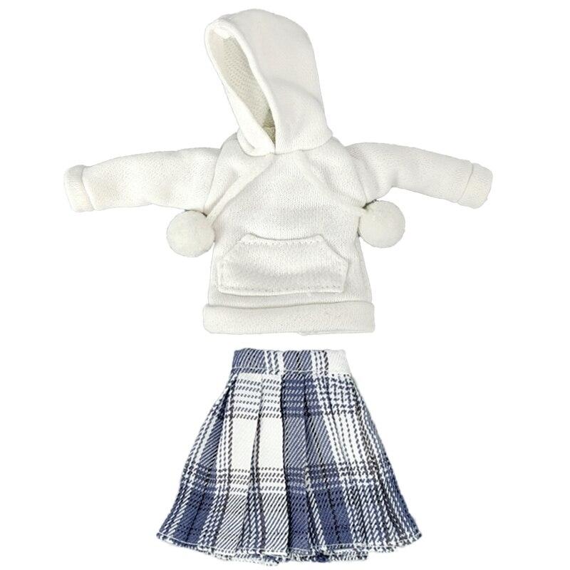 Модные толстовки с капюшоном, плиссированная юбка для куклы Барби, одежда, комплект одежды для студентов, 1/6 аксессуары для кукол, игрушки в подарок