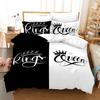 King Queen Pattern Bedding Women's Couple Down Duvet Cover and Pillowcase 2/3pc Super King Bed Full Size 3D Printed Duvet Cover Set Gift