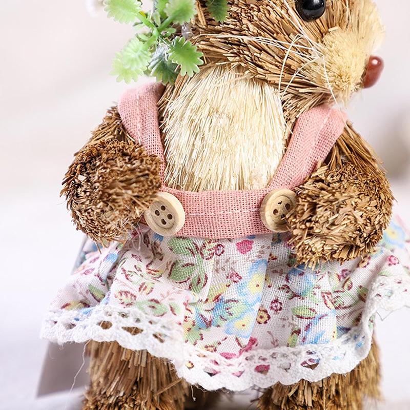 Соломенный пасхальный кролик, пасхальный кролик, фигурка, украшения, пасхальный кролик, пасхальный кролик, украшение стола, стоящая соломенная фигурка в форме кролика