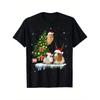 Christmas T-shirt - Holiday Hat and Christmas Tree Design, Comfortable Holiday Home Wear