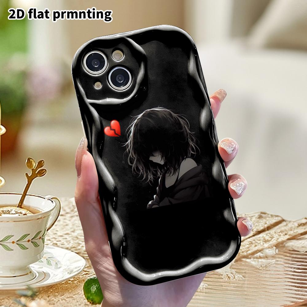 Phone Case: 2D flat, fits iPhone 18, 17, 16, 15, 14, 13, 12Pro protective case, short-haired girl silhouette, perfect Christmas and Halloween holiday