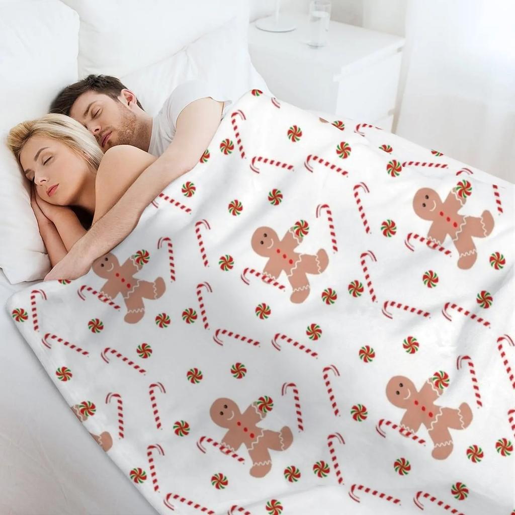 Пряничный человечек с рождественскими конфетами Плед Плед Ретро Тонкий для дивана Одеяла